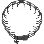 Coleira de treino HS Sprenger em aço inoxidável preto c/ fecho cliclock